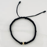 Pulsera Tejida Negra 4Mm / 1Und Oro Amarillo 18K