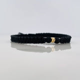 Pulsera Tejida Negra 4Mm / 1Und Oro Amarillo 18K