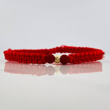 Pulsera Tejida Roja 4Mm / 1Und Oro Amarillo 18K