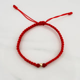 Pulsera Tejida Roja 4Mm / 1Und Oro Amarillo 18K