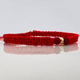 Pulsera Tejida Roja 4Mm / 1Und Oro Amarillo 18K