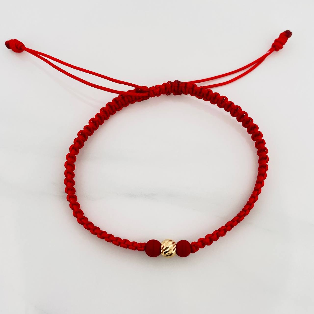 Pulsera Tejida Roja 5Mm / 1Und 18K