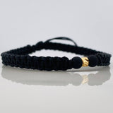 Pulsera Tejida Negra 4Mm / 1Und Oro Amarillo 18K