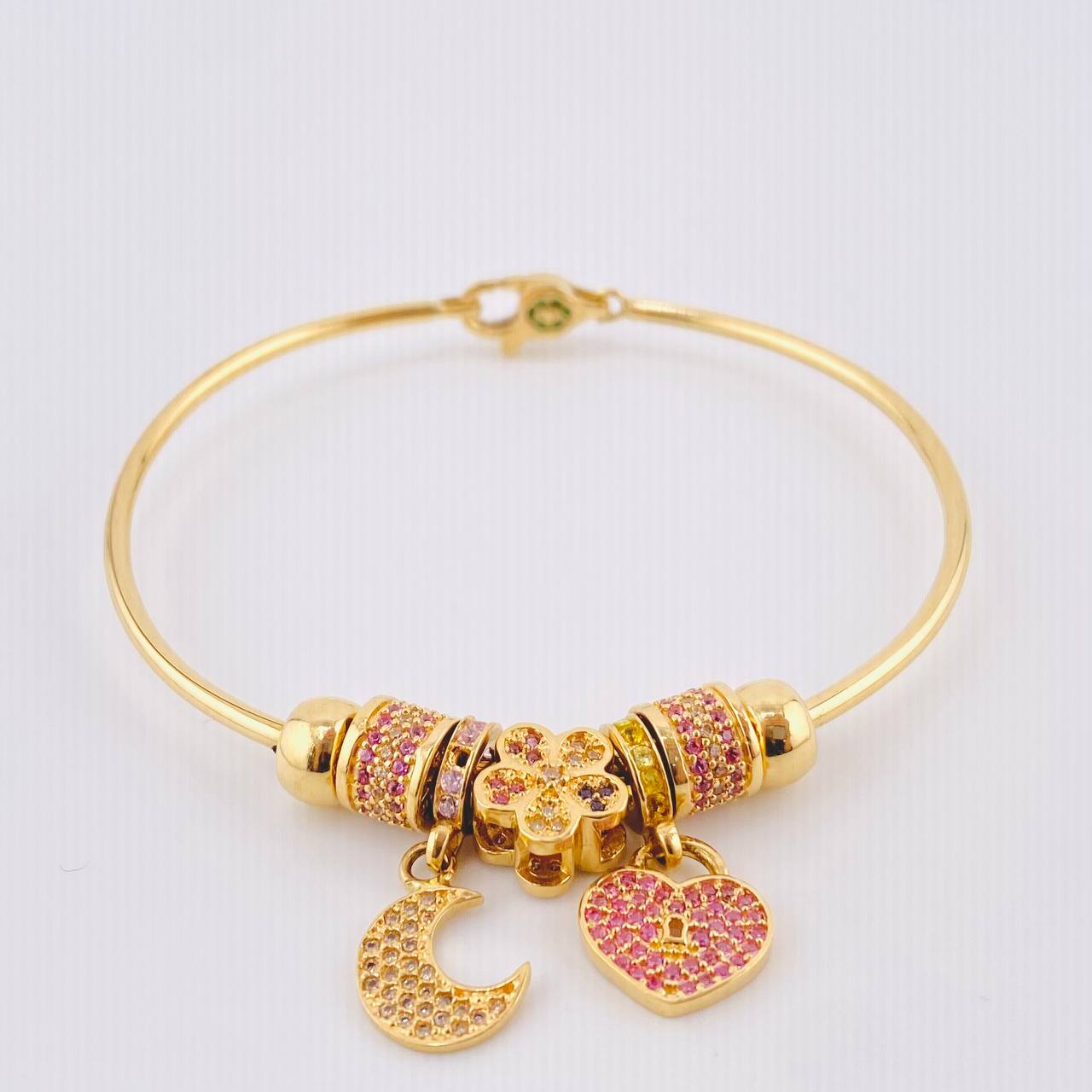 Pulso Aro Dijes 14.5gr / 7 in / Oro Amarillo 18K *