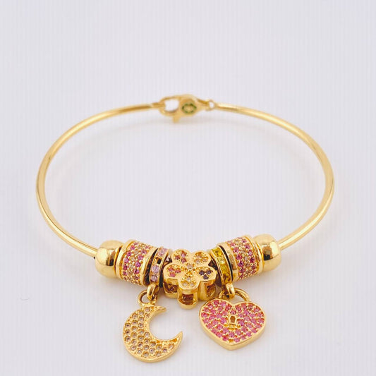 Pulso Aro Dijes 14.5gr / 7 in / Oro Amarillo 18K *