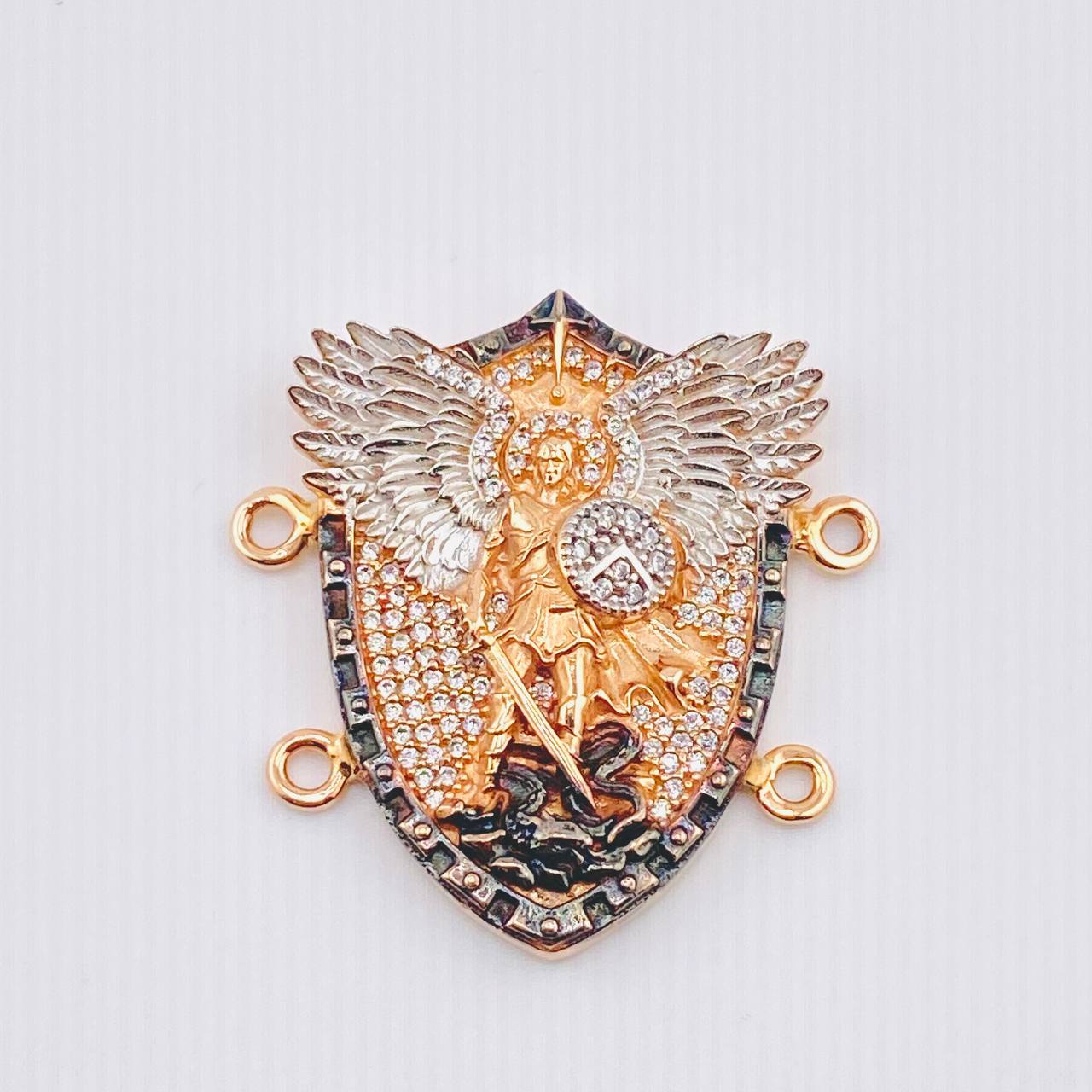 Herraje San Miguel Arcangel 10.3gr / 1 1/4 in / Dos Oros Blanco Rosa 18K *