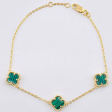 Pulso Aro Seguido Trebol Verde  4.7gr / 7 3/4 in / 9.4mm Oro Amarillo 18K