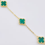 Pulso Aro Seguido Trebol Verde  4.7gr / 7 3/4 in / 9.4mm Oro Amarillo 18K