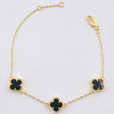 Pulso Aro Seguido Trebol Negro  4.85gr / 7 1/2 in / 9.2mm Oro Amarillo 18K