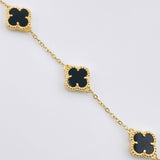 Pulso Aro Seguido Trebol Negro  4.85gr / 7 1/2 in / 9.2mm Oro Amarillo 18K