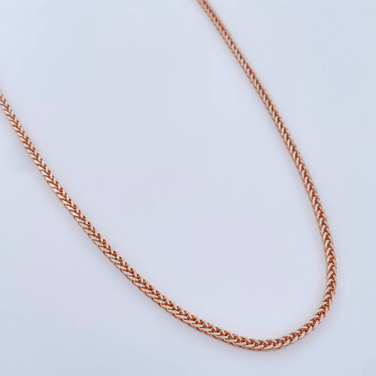 Cadena Franco 5.4gr / 23 1/2 in / 1.75mm Dos Oros Blanco Rosa +3 18K $