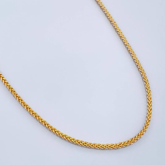 Cadena Franco 11.35gr / 23 1/2 in / 2.5mm Dos Oros Amarillo Blanco +3 18K $