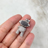 Pendant Astronaut 11.25gr / 3.8cm / White-Black Zircons White Gold *