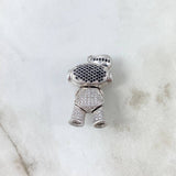 Pendant Astronaut 11.25gr / 3.8cm / White-Black Zircons White Gold *