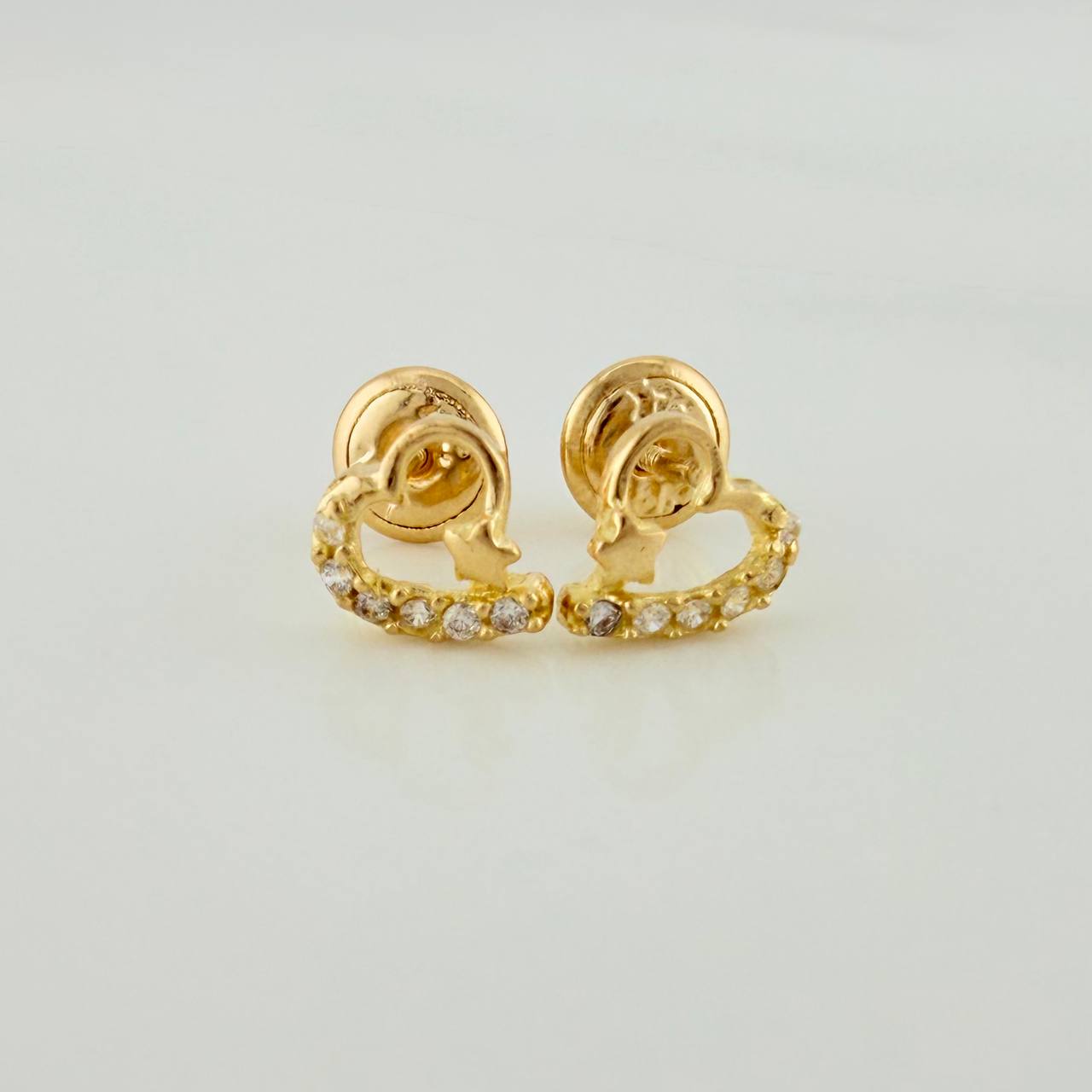 Heart Star Stud Earrings 0.9gr / 8mm Yellow Gold 18K &