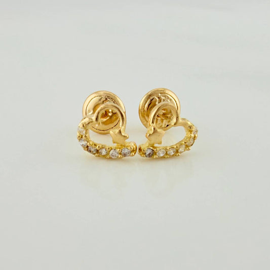 Heart Star Stud Earrings 0.85gr / 8mm Yellow Gold 18K &