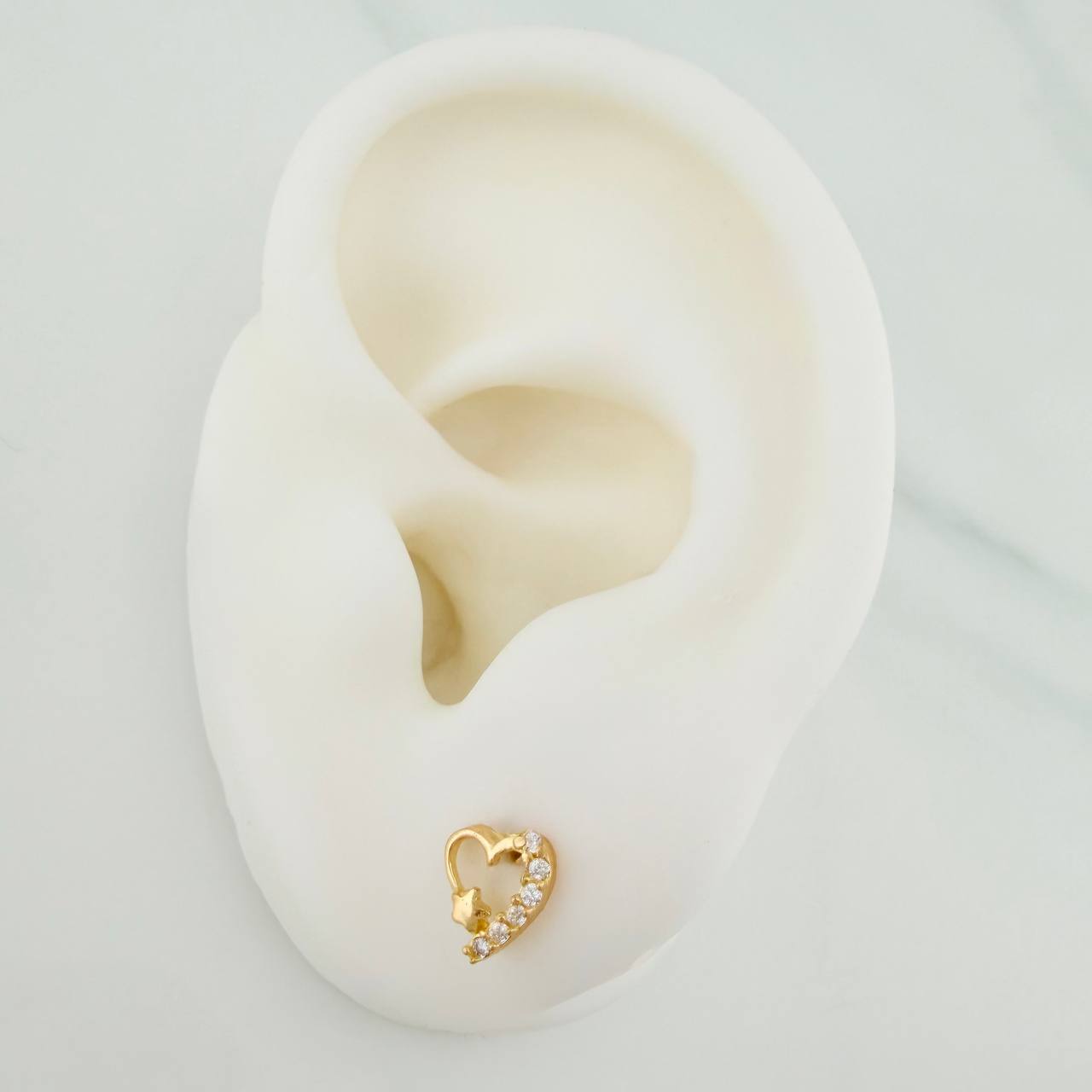 Heart Star Stud Earrings 0.9gr / 8mm Yellow Gold 18K &