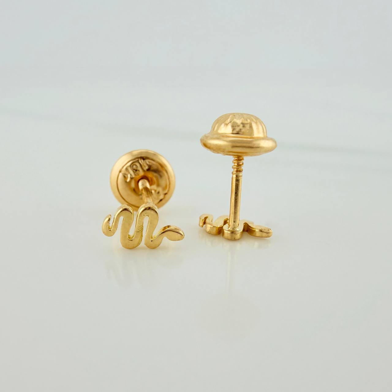 Snake Stud Earrings 0.6gr / 4mm Yellow Gold 18K &