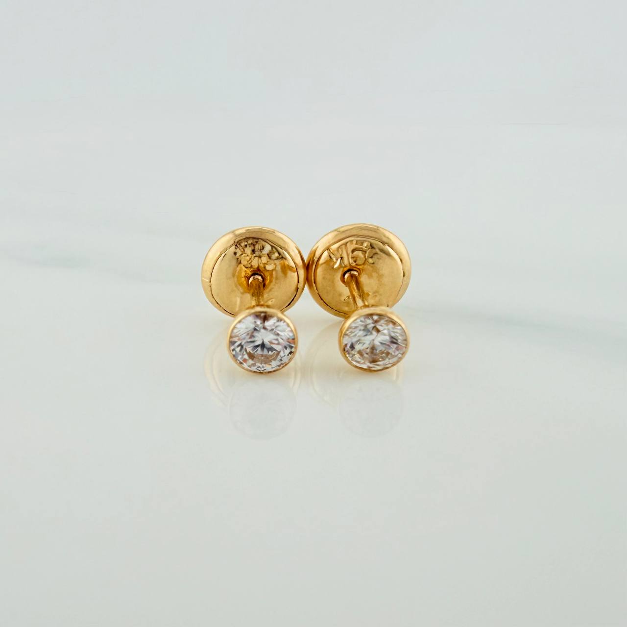 Bezel Stud Earrings 0.5gr / 3mm Yellow Gold 18K &