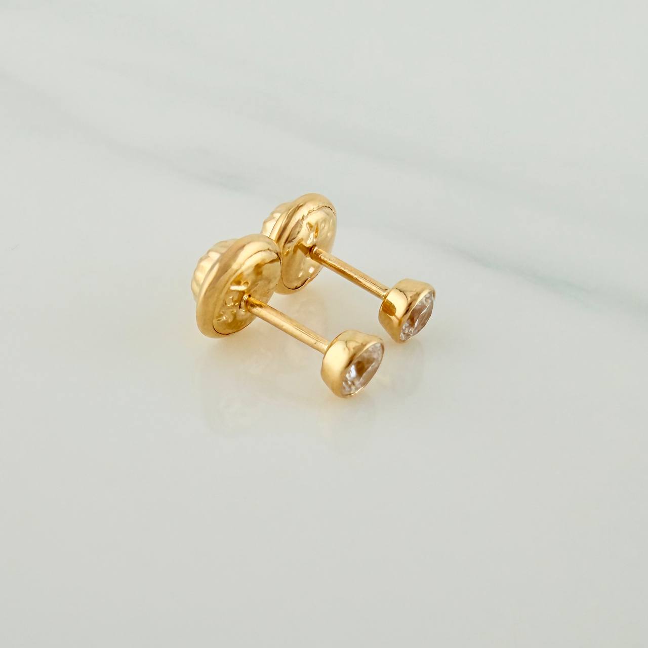 Bezel Stud Earrings 0.5gr / 3mm Yellow Gold 18K &