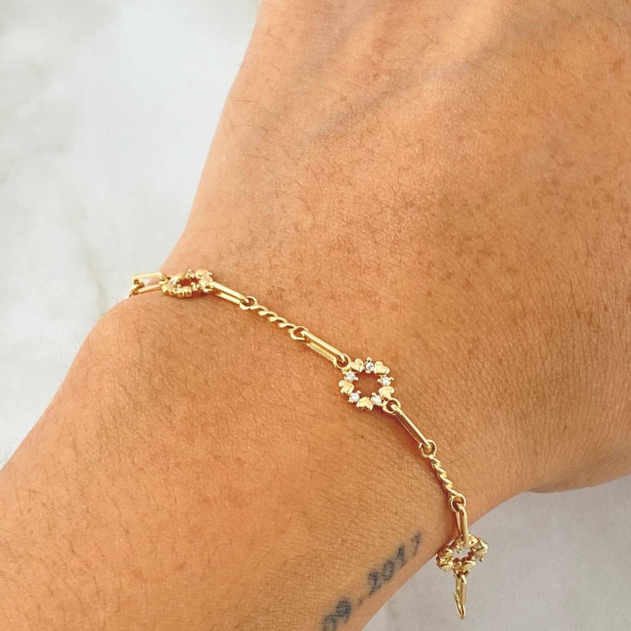 Spiral Box Hearts Bracelet 4gr / 18cm / 18K Yellow Gold ©