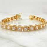 Tennis Bracelet Halo Cubic 24.7gr / 7.5in / 18K Yellow Gold ©