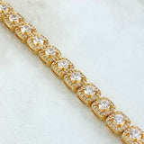 Tennis Bracelet Halo Cubic 24.7gr / 7.5in / 18K Yellow Gold ©