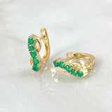 Hoop Earrings Infinite Omega Emeralds 43pts 2.35gr / 1.2cm / 18K Yellow Gold ©