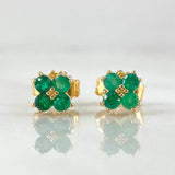 Stud Earrings Flower Emeralds 26pts 1.2gr / 18K Yellow Gold ©