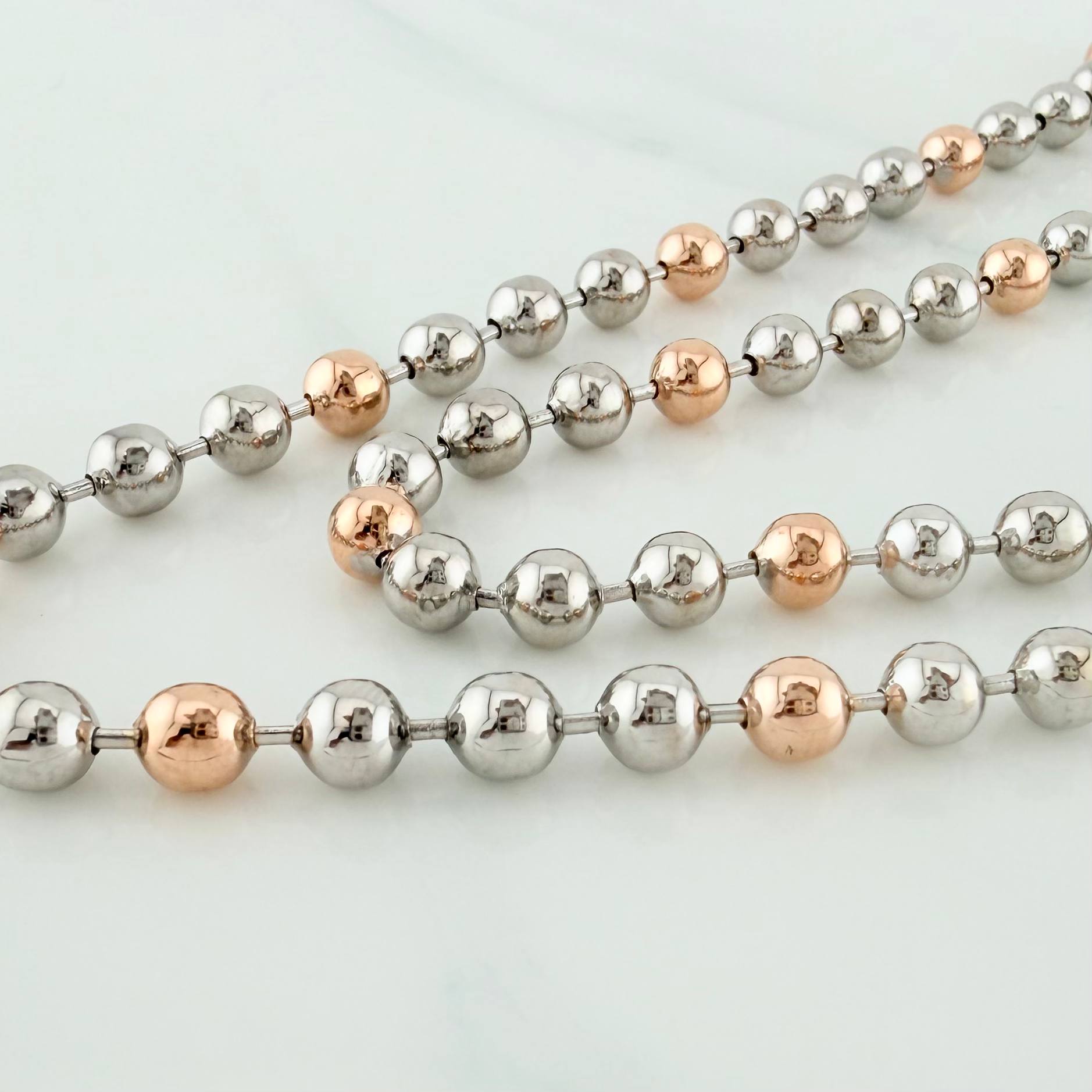 Cadena Militar 29.75 g / 23 1/2 in / 5 mm Dos Oros Blanco Rosa 18K