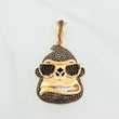Pendant Gorilla Face 11.05 g / 1 1/2 in Three Golds Yellow White Black 18K