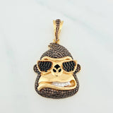 Pendant Gorilla Face 11.05 g / 1 1/2 in Three Golds Yellow White Black 18K