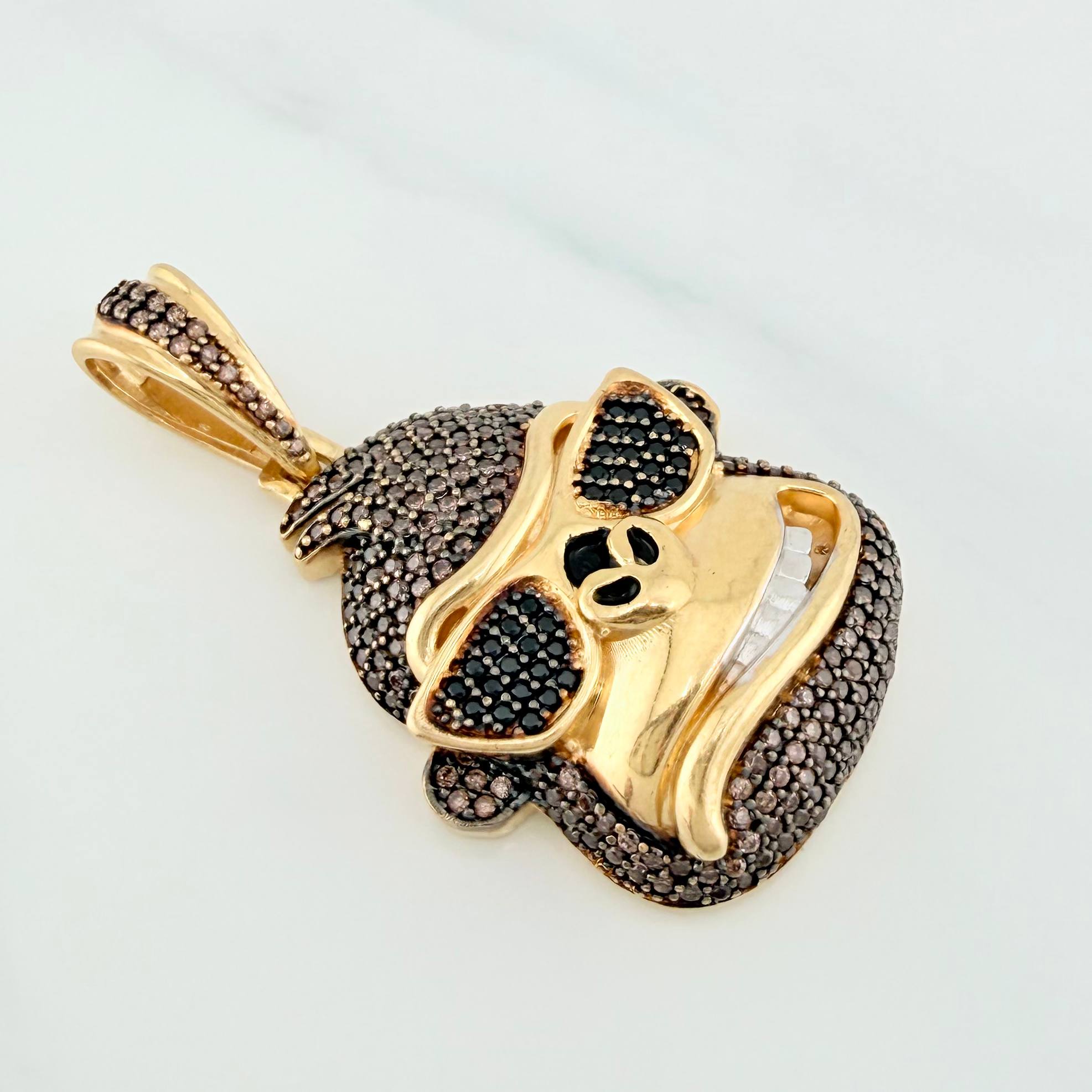 Pendant Gorilla Face 11.05 g / 1 1/2 in Three Golds Yellow White Black 18K