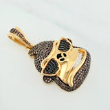 Pendant Gorilla Face 11.05 g / 1 1/2 in Three Golds Yellow White Black 18K