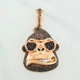 Pendant Gorilla Face 10.7 g / 1 1/2 in Two Golds White Rose 18K