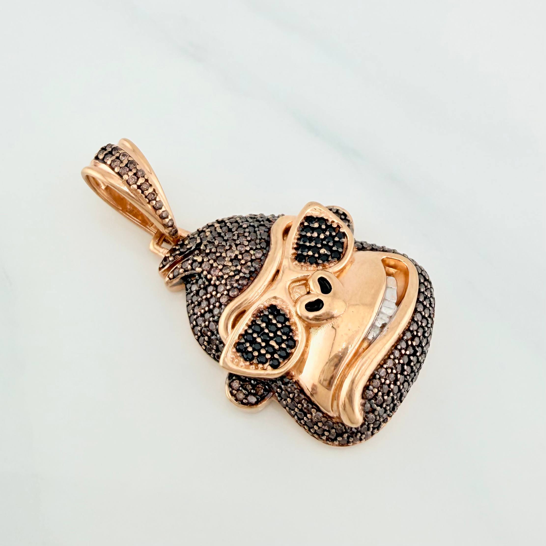 Pendant Gorilla Face 10.7 g / 1 1/2 in Two Golds White Rose 18K