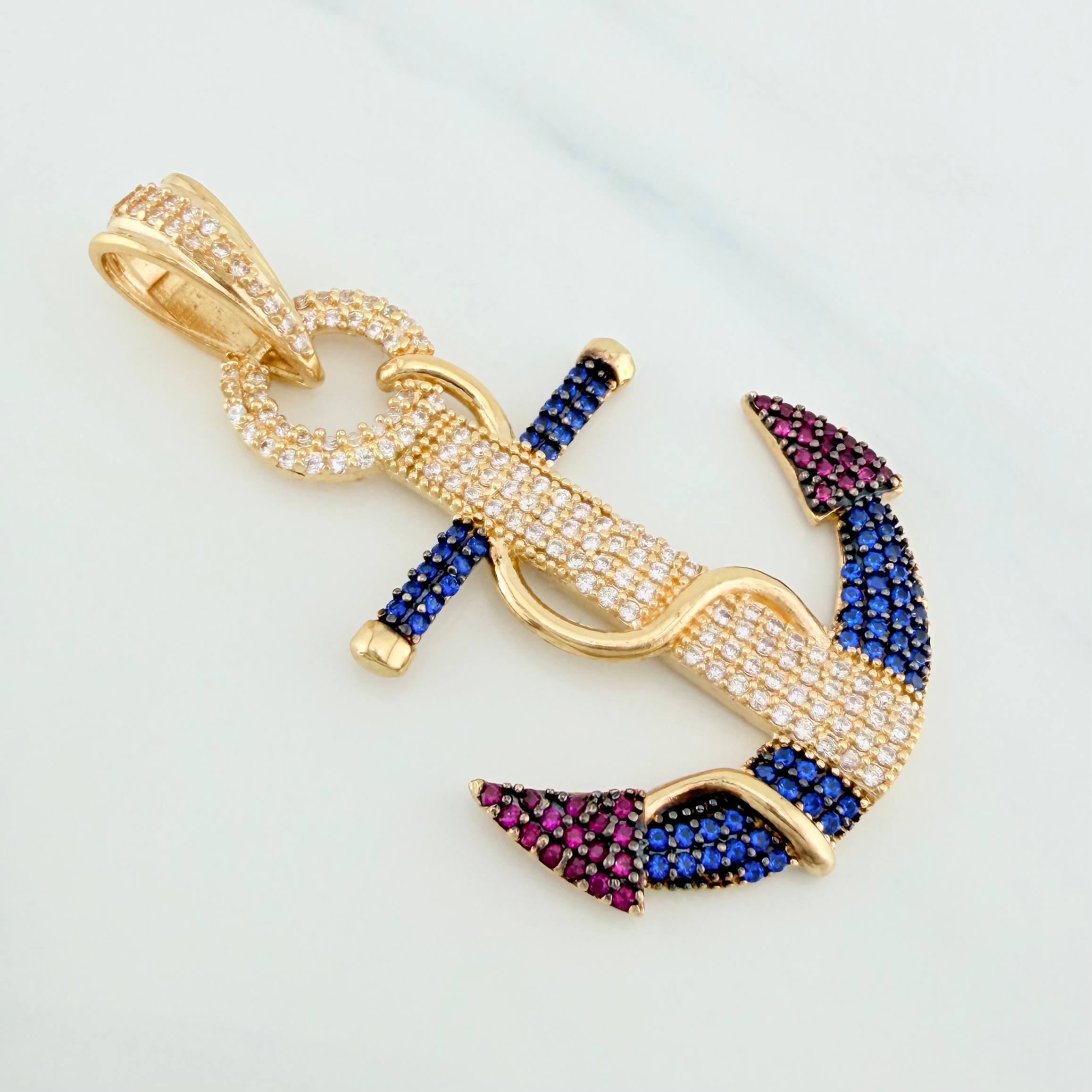 Pendant Anchor 6.85 g / 2 in Two-Tone Black Yellow 18K