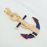 Pendant Anchor 6.85 g / 2 in Two-Tone Black Yellow 18K