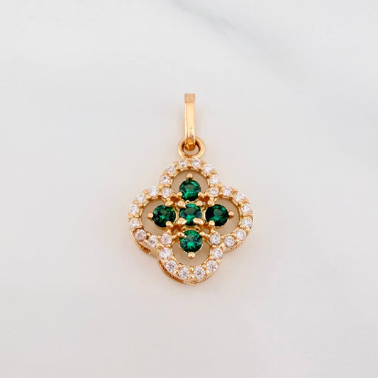 Dije Trebol Doble 1.45 g / 3/4 in Oro Amarillo 18K