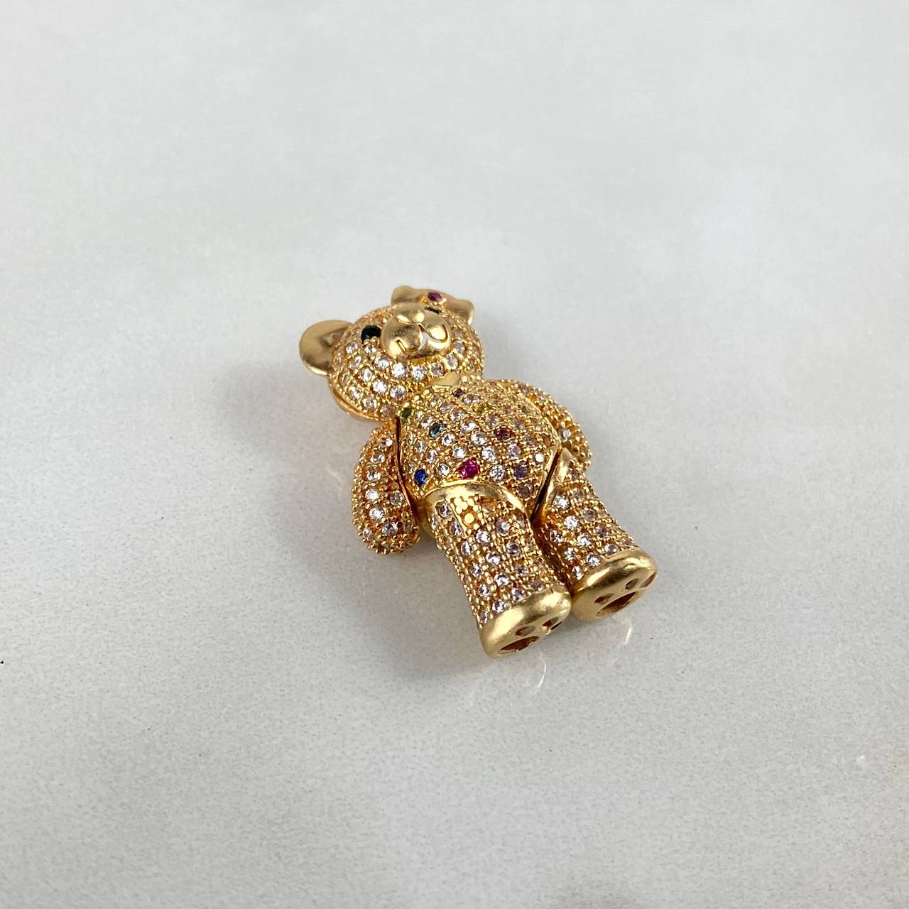 Pendant Articular Bear 8.6gr / 2.6cm Bow Heart Without Charger White Zircons Black Colors Yellow Gold