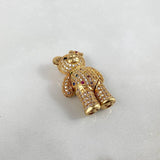 Pendant Articular Bear 8.6gr / 2.6cm Bow Heart Without Charger White Zircons Black Colors Yellow Gold