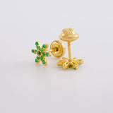 Topos Flor Esmeraldas 15pts 1.15g / in / 6.8mm Oro Amarillo 18K