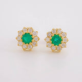 Topos Flor Tupida Esmeraldas 31pts Diamantes 30pts 1.95g / in / 8.2mm Oro Amarillo 18K
