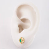 Topos Flor Tupida Esmeraldas 31pts Diamantes 30pts 1.95g / in / 8.2mm Oro Amarillo 18K