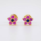 Topos Flor Cinco Puntas Zafiros 39pts 1.3g / in / 6.8mm Oro Amarillo 18K