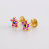 Topos Flor Cinco Puntas Zafiros 39pts 1.3g / in / 6.8mm Oro Amarillo 18K