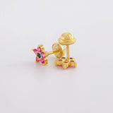 Topos Flor Cinco Puntas Zafiros 39pts 1.3g / in / 6.8mm Oro Amarillo 18K