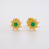 Stud Earrings Sun Emeralds 10pts 1.45g / in / 7.3mm Yellow Gold 18K