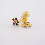 Topos Flor Cinco Puntas Zafiros 38pts 1.3g / in / 6.8mm Oro Amarillo 18K
