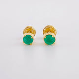 Stud Earrings Four Prongs Emeralds 45pts 1.35g / in / 4.6mm Yellow Gold 18K